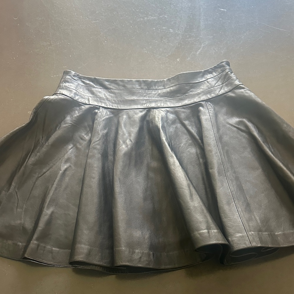 Milly Black Leather Circle Skirt